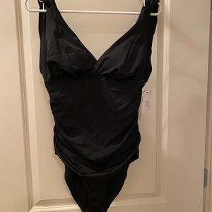 Women’s Time and Tru Black One Piece Swimsuit NEW